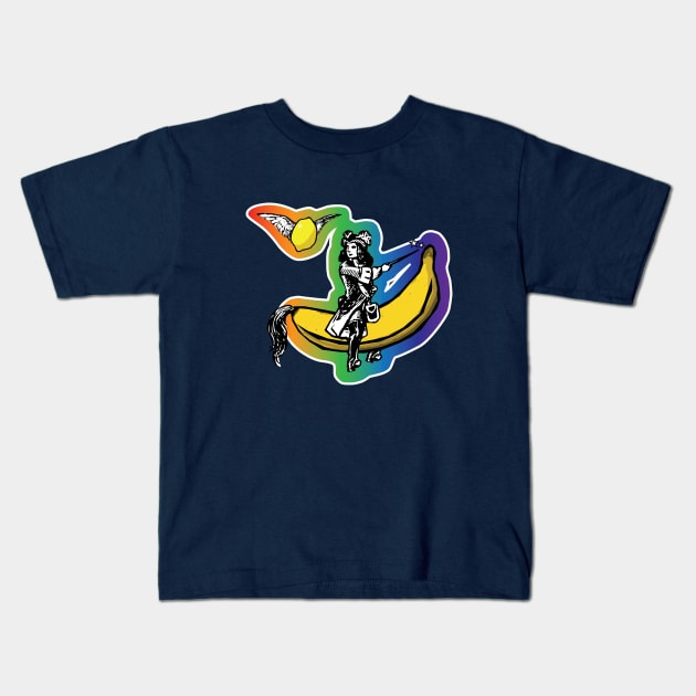 Banana Ride Kids T-Shirt by noranovak